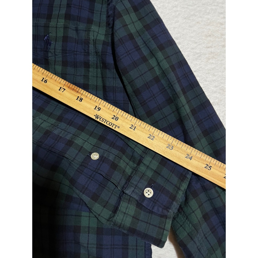 Ralph Lauren Men's Large Slim Fit Blue Green Plaid Long Sleeve Button Down - Picture 11 of 11